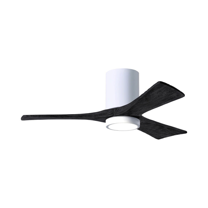 Irene IR3HLK 42-Inch Indoor / Outdoor LED Flush Mount Ceiling Fan in Gloss White/Matte Black.