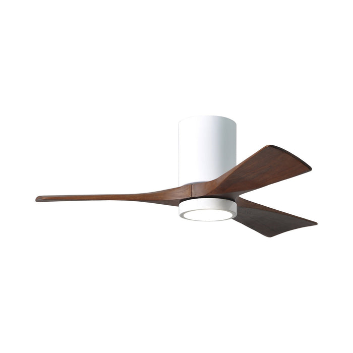 Irene IR3HLK 42-Inch Indoor / Outdoor LED Flush Mount Ceiling Fan in Gloss White/Walnut.