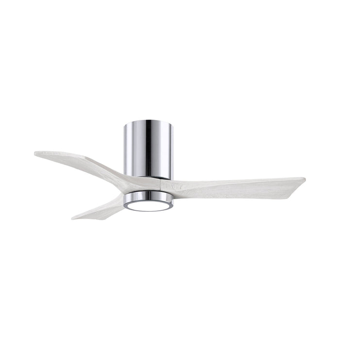 Irene IR3HLK 42-Inch Indoor / Outdoor LED Flush Mount Ceiling Fan in Polished Chrome/Matte White.