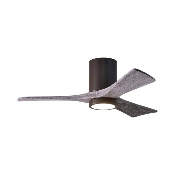 Irene IR3HLK 42-Inch Indoor / Outdoor LED Flush Mount Ceiling Fan in Textured Bronze/Barn Wood.