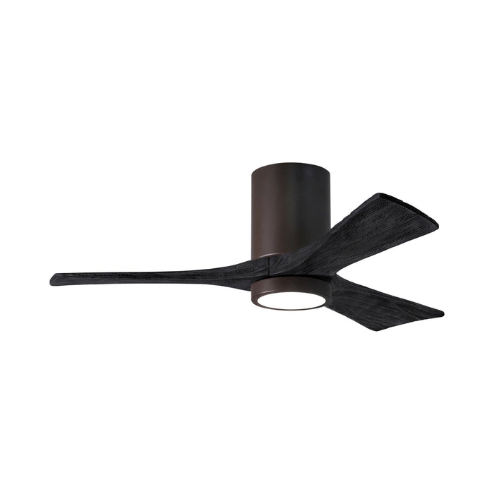 Irene IR3HLK 42-Inch Indoor / Outdoor LED Flush Mount Ceiling Fan in Textured Bronze/Matte Black.