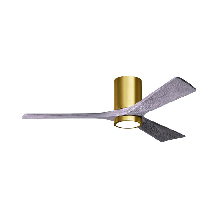 Irene IR3HLK 52-Inch Indoor / Outdoor LED Flush Mount Ceiling Fan in Brushed Brass/Barn Wood.