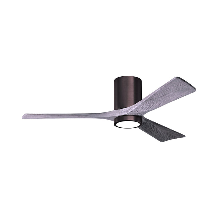 Irene IR3HLK 52-Inch Indoor / Outdoor LED Flush Mount Ceiling Fan in Brushed Bronze/Barnwood Tone.