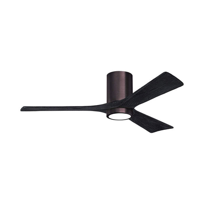 Irene IR3HLK 52-Inch Indoor / Outdoor LED Flush Mount Ceiling Fan in Brushed Bronze/Matte Black.