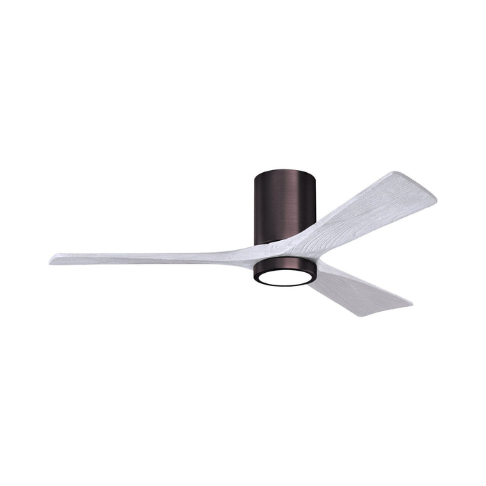 Irene IR3HLK 52-Inch Indoor / Outdoor LED Flush Mount Ceiling Fan in Brushed Bronze/Matte White.