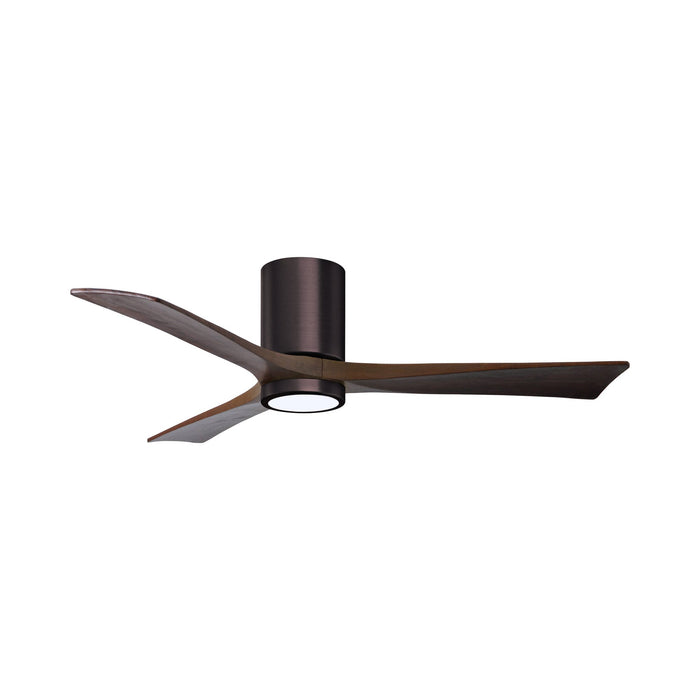 Irene IR3HLK 52-Inch Indoor / Outdoor LED Flush Mount Ceiling Fan in Brushed Bronze/Walnut Tone.