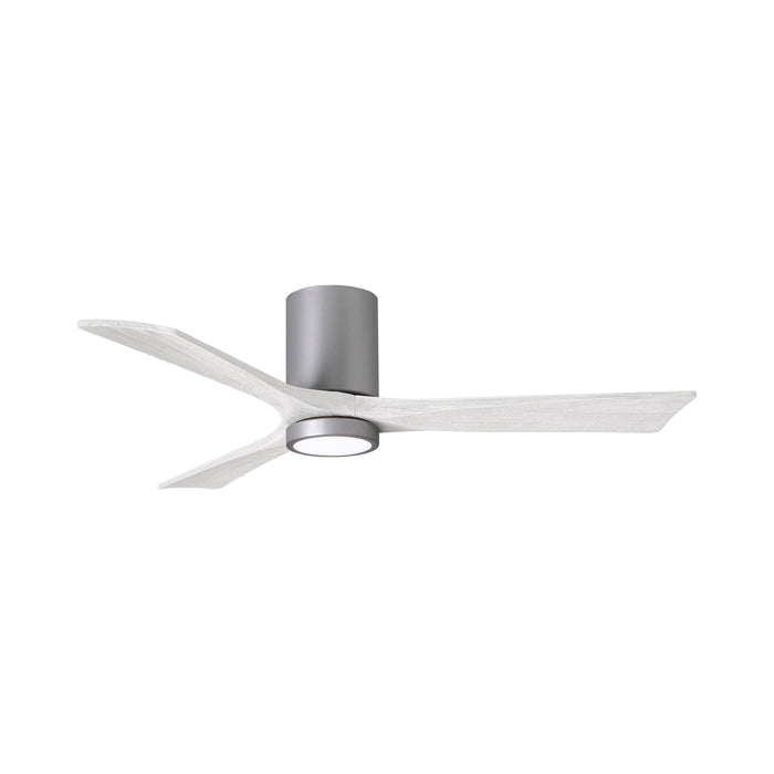 Irene IR3HLK 52-Inch Indoor / Outdoor LED Flush Mount Ceiling Fan in Brushed Nickel/Matte White.
