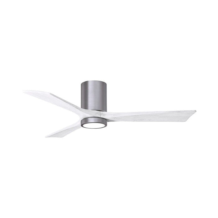Irene IR3HLK 52-Inch Indoor / Outdoor LED Flush Mount Ceiling Fan in Brushed Pewter/Matte White.
