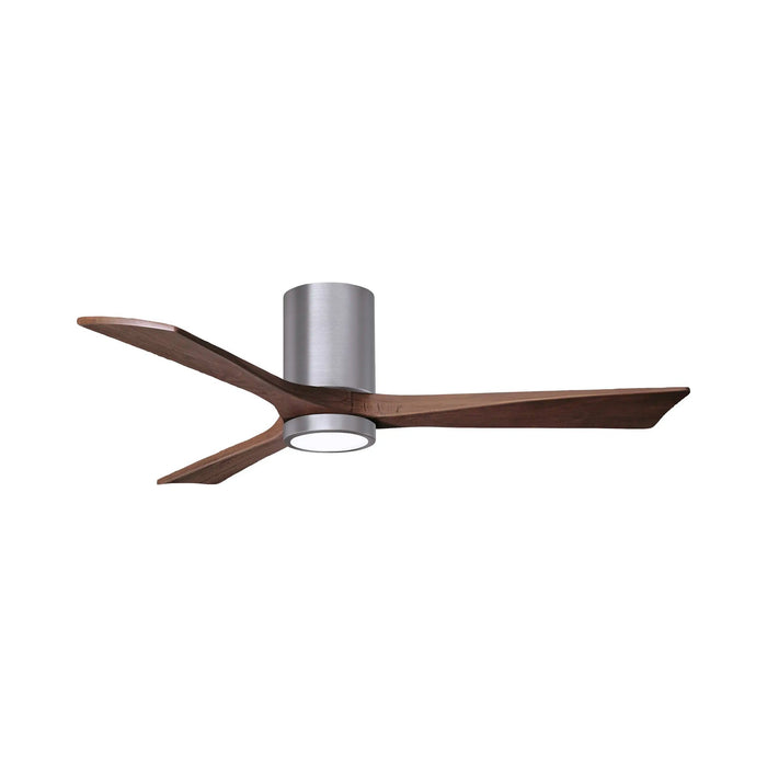 Irene IR3HLK 52-Inch Indoor / Outdoor LED Flush Mount Ceiling Fan in Brushed Pewter/Walnut Tone.