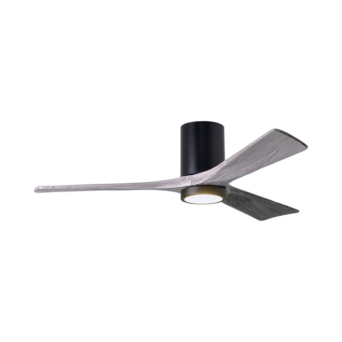 Irene IR3HLK 52-Inch Indoor / Outdoor LED Flush Mount Ceiling Fan in Matte Black/Barn Wood.