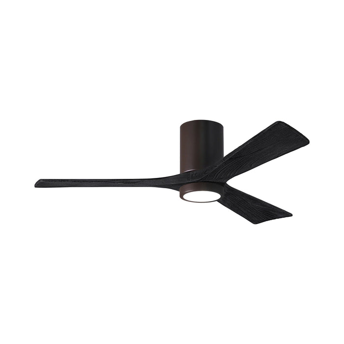 Irene IR3HLK 52-Inch Indoor / Outdoor LED Flush Mount Ceiling Fan in Textured Bronze/Matte Black.