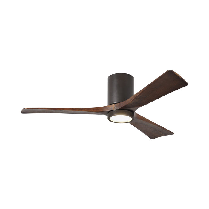 Irene IR3HLK 52-Inch Indoor / Outdoor LED Flush Mount Ceiling Fan in Textured Bronze/Walnut.