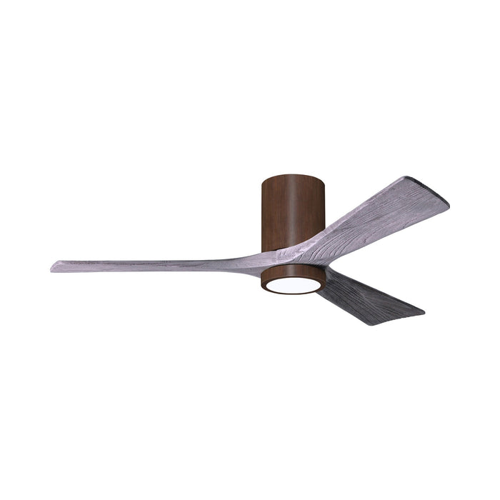 Irene IR3HLK 52-Inch Indoor / Outdoor LED Flush Mount Ceiling Fan in Walnut Tone/Barnwood Tone.