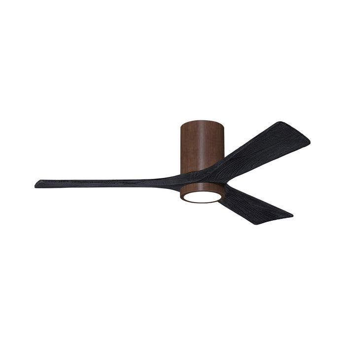 Irene IR3HLK 52-Inch Indoor / Outdoor LED Flush Mount Ceiling Fan in Walnut Tone/Matte Black.