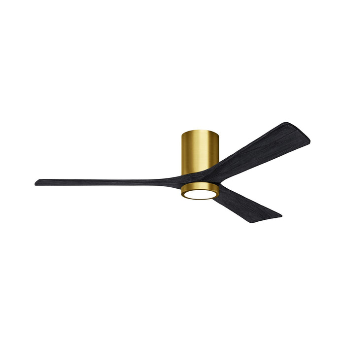 Irene IR3HLK 60-Inch Indoor / Outdoor LED Flush Mount Ceiling Fan in Brushed Brass/Matte Black.