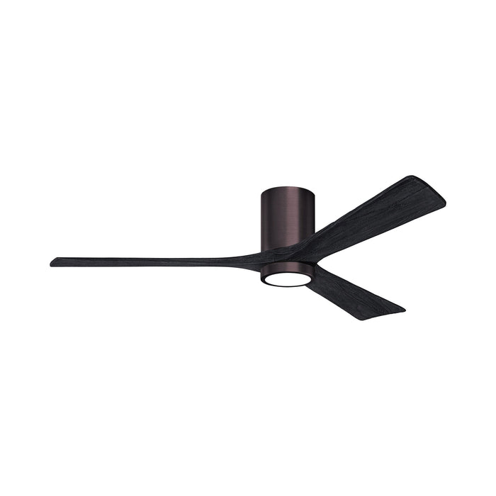 Irene IR3HLK 60-Inch Indoor / Outdoor LED Flush Mount Ceiling Fan in Brushed Bronze/Matte Black.