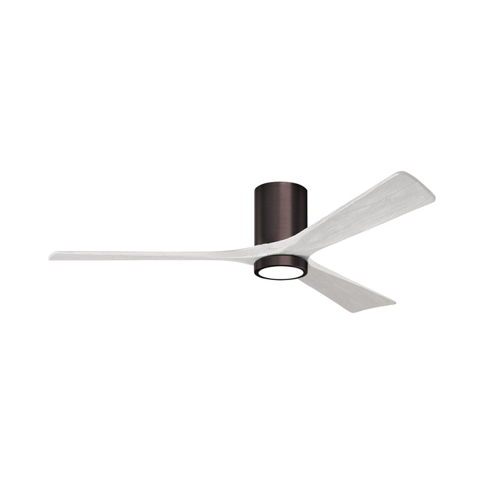 Irene IR3HLK 60-Inch Indoor / Outdoor LED Flush Mount Ceiling Fan in Brushed Bronze/Matte White.
