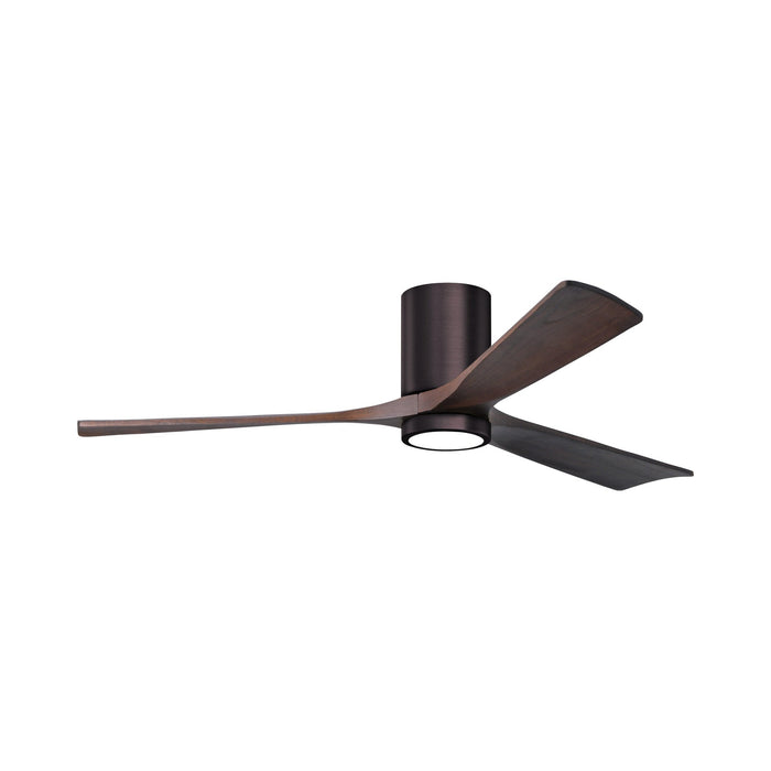 Irene IR3HLK 60-Inch Indoor / Outdoor LED Flush Mount Ceiling Fan in Brushed Bronze/Walnut Tone.