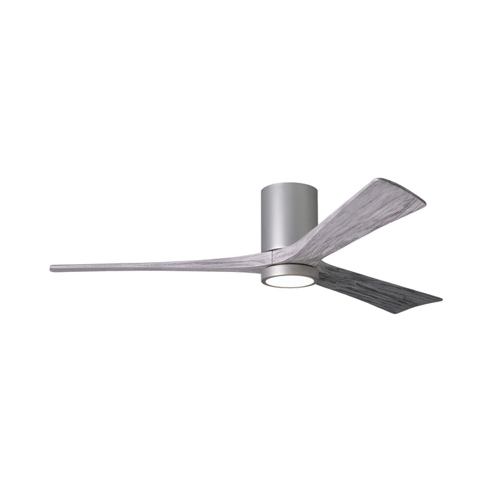 Irene IR3HLK 60-Inch Indoor / Outdoor LED Flush Mount Ceiling Fan in Brushed Nickel/Barn Wood.
