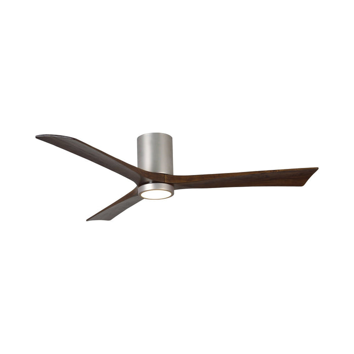 Irene IR3HLK 60-Inch Indoor / Outdoor LED Flush Mount Ceiling Fan in Brushed Nickel/Walnut.