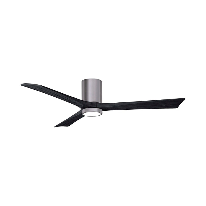 Irene IR3HLK 60-Inch Indoor / Outdoor LED Flush Mount Ceiling Fan in Brushed Pewter/Matte Black.