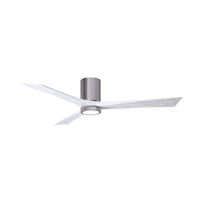 Irene IR3HLK 60-Inch Indoor / Outdoor LED Flush Mount Ceiling Fan in Brushed Pewter/Matte White.