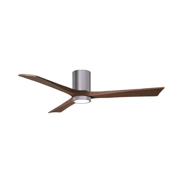Irene IR3HLK 60-Inch Indoor / Outdoor LED Flush Mount Ceiling Fan in Brushed Pewter/Walnut Tone.