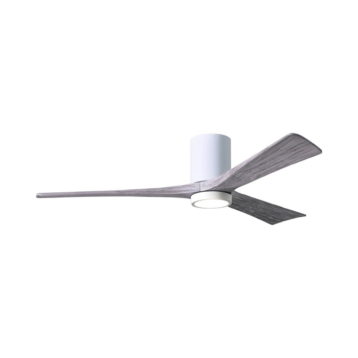 Irene IR3HLK 60-Inch Indoor / Outdoor LED Flush Mount Ceiling Fan in Gloss White/Barn Wood.