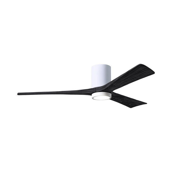 Irene IR3HLK 60-Inch Indoor / Outdoor LED Flush Mount Ceiling Fan in Gloss White/Matte Black.