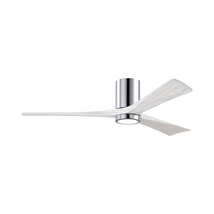 Irene IR3HLK 60-Inch Indoor / Outdoor LED Flush Mount Ceiling Fan in Polished Chrome/Matte White.