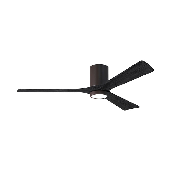Irene IR3HLK 60-Inch Indoor / Outdoor LED Flush Mount Ceiling Fan in Textured Bronze/Matte Black.
