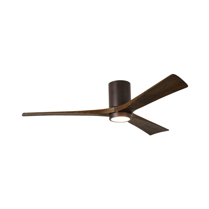 Irene IR3HLK 60-Inch Indoor / Outdoor LED Flush Mount Ceiling Fan in Textured Bronze/Walnut.