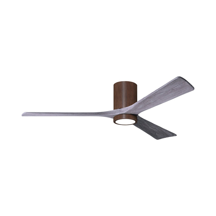 Irene IR3HLK 60-Inch Indoor / Outdoor LED Flush Mount Ceiling Fan in Walnut Tone/Barnwood Tone.