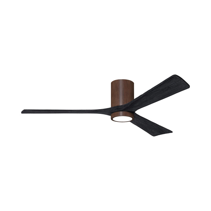 Irene IR3HLK 60-Inch Indoor / Outdoor LED Flush Mount Ceiling Fan in Walnut Tone/Matte Black.
