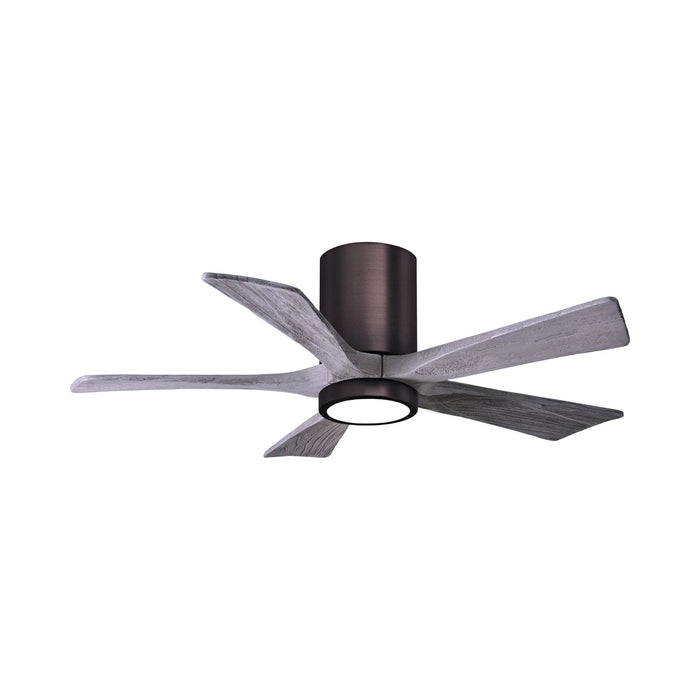 Irene IR5HLK 42-Inch Indoor / Outdoor LED Flush Mount Ceiling Fan in Brushed Bronze/Barnwood Tone.