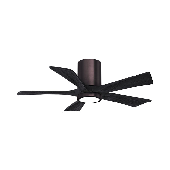 Irene IR5HLK 42-Inch Indoor / Outdoor LED Flush Mount Ceiling Fan in Brushed Bronze/Matte Black.