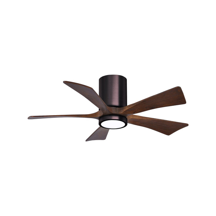 Irene IR5HLK 42-Inch Indoor / Outdoor LED Flush Mount Ceiling Fan in Brushed Bronze/Walnut Tone.