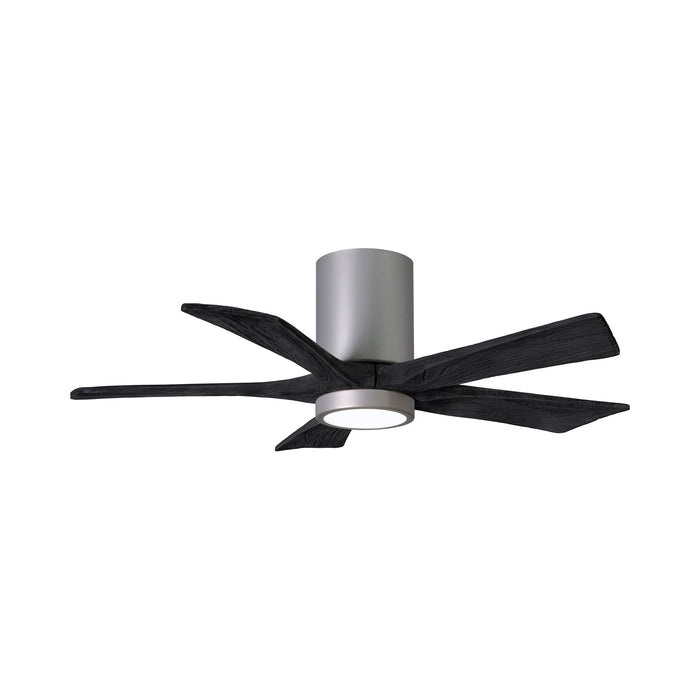 Irene IR5HLK 42-Inch Indoor / Outdoor LED Flush Mount Ceiling Fan in Brushed Nickel/Matte Black.