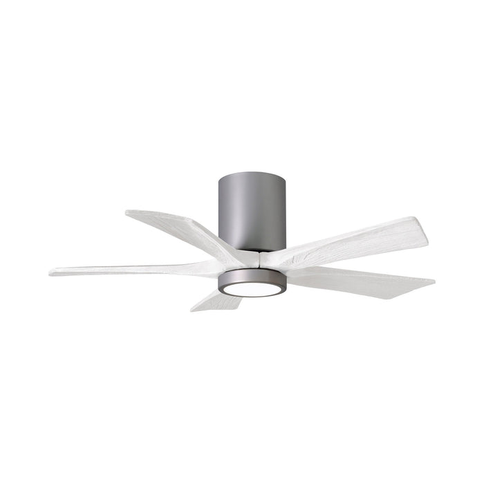 Irene IR5HLK 42-Inch Indoor / Outdoor LED Flush Mount Ceiling Fan in Brushed Nickel/Matte White.