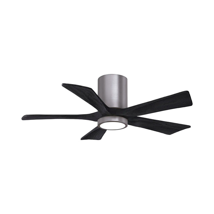 Irene IR5HLK 42-Inch Indoor / Outdoor LED Flush Mount Ceiling Fan in Brushed Pewter/Matte Black.