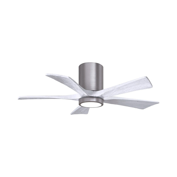 Irene IR5HLK 42-Inch Indoor / Outdoor LED Flush Mount Ceiling Fan in Brushed Pewter/Matte White.