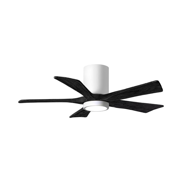 Irene IR5HLK 42-Inch Indoor / Outdoor LED Flush Mount Ceiling Fan in Gloss White/Matte Black.