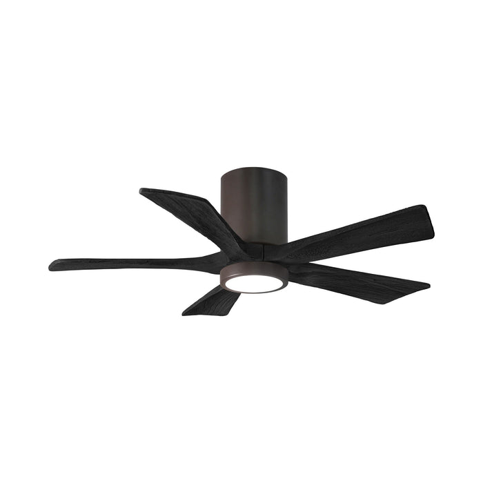 Irene IR5HLK 42-Inch Indoor / Outdoor LED Flush Mount Ceiling Fan in Textured Bronze/Matte Black.