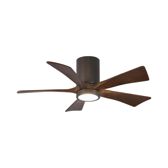 Irene IR5HLK 42-Inch Indoor / Outdoor LED Flush Mount Ceiling Fan in Textured Bronze/Walnut.