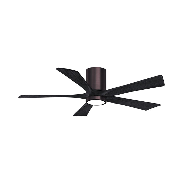 Irene IR5HLK 52-Inch Indoor / Outdoor LED Flush Mount Ceiling Fan in Brushed Bronze/Matte Black.