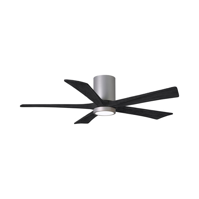 Irene IR5HLK 52-Inch Indoor / Outdoor LED Flush Mount Ceiling Fan in Brushed Nickel/Matte Black.