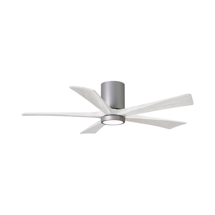 Irene IR5HLK 52-Inch Indoor / Outdoor LED Flush Mount Ceiling Fan in Brushed Nickel/Matte White.