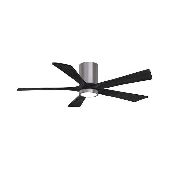 Irene IR5HLK 52-Inch Indoor / Outdoor LED Flush Mount Ceiling Fan in Brushed Pewter/Matte Black.