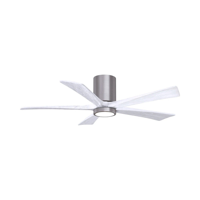 Irene IR5HLK 52-Inch Indoor / Outdoor LED Flush Mount Ceiling Fan in Brushed Pewter/Matte White.