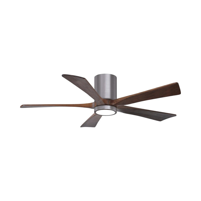Irene IR5HLK 52-Inch Indoor / Outdoor LED Flush Mount Ceiling Fan in Brushed Pewter/Walnut.